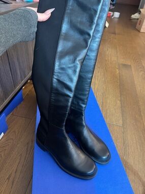 Nordstrom Black Over-the-Knee Leather & Stretch Boots